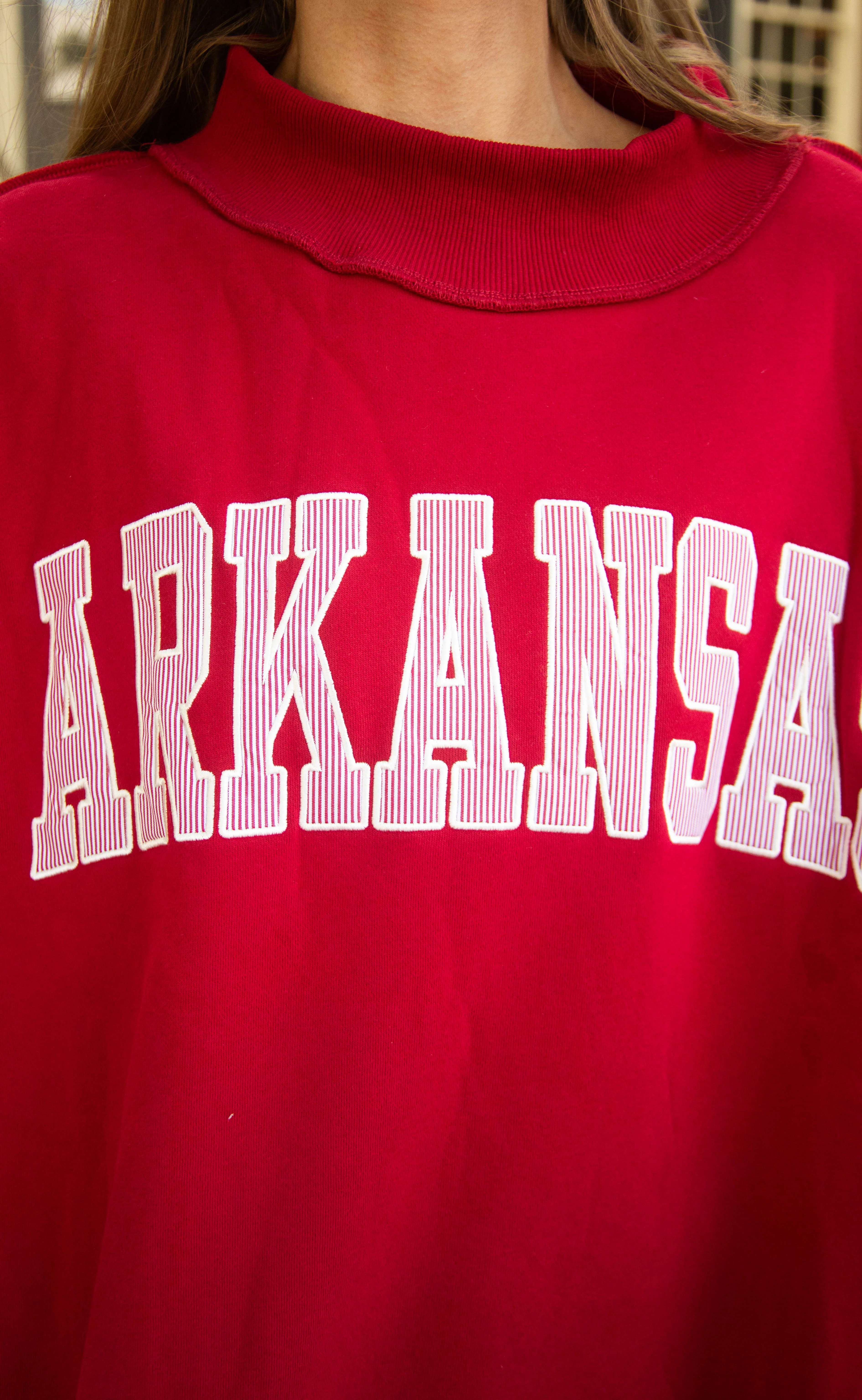 arkansas crimson embroidered mock neck - Image 3