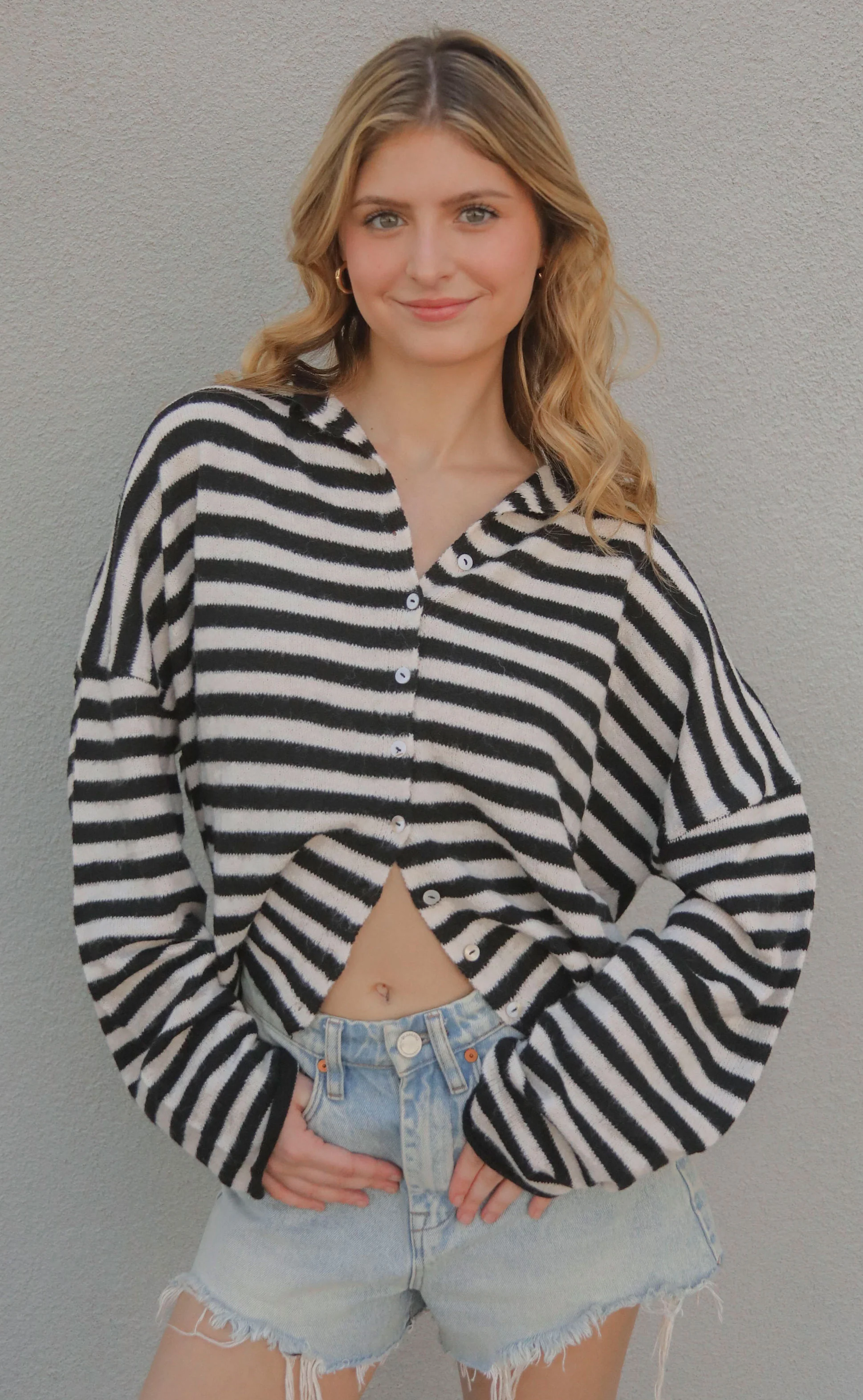 beat of your heart cardigan - black stripe