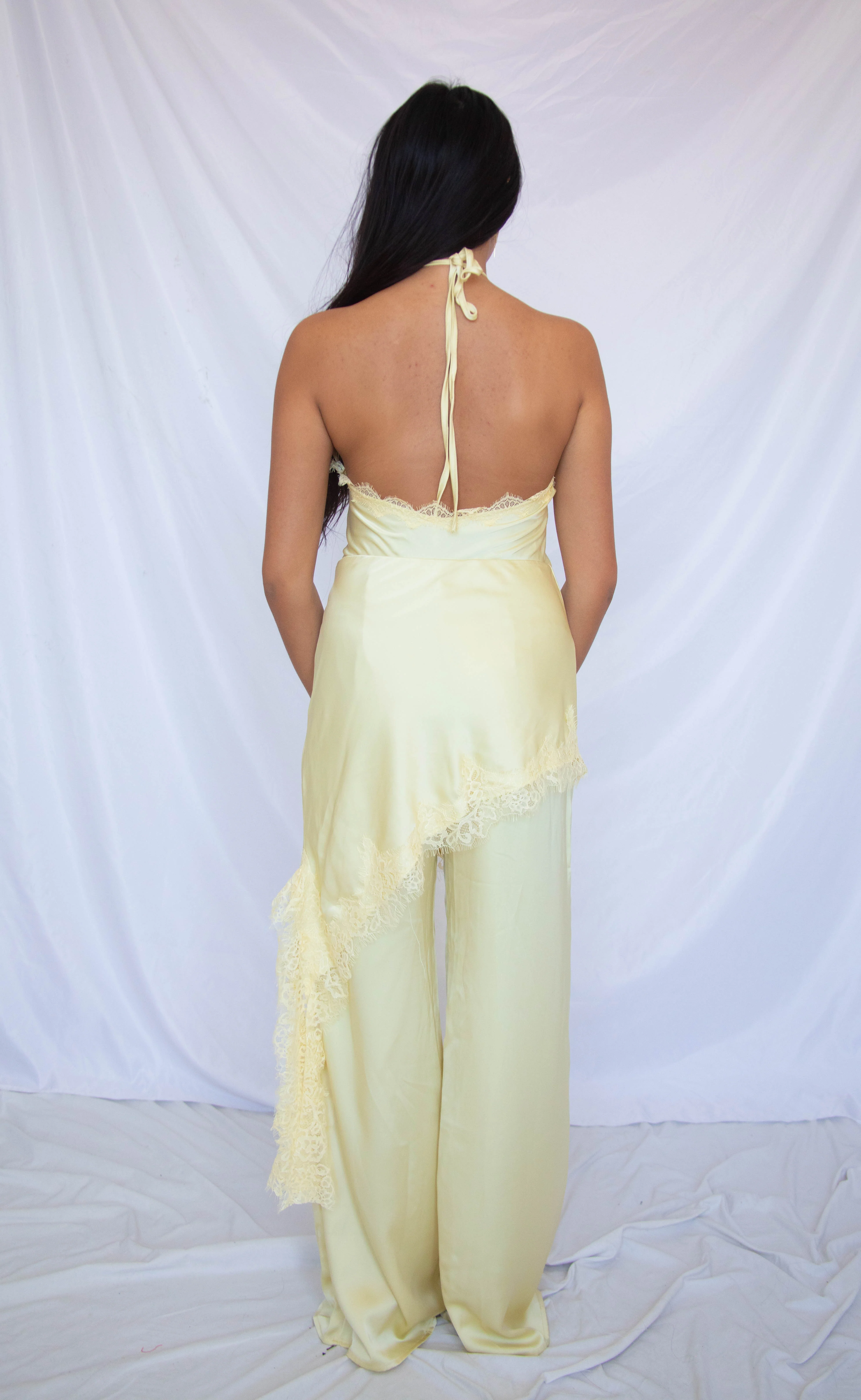 champagne toast satin halter jumpsuit - Image 4