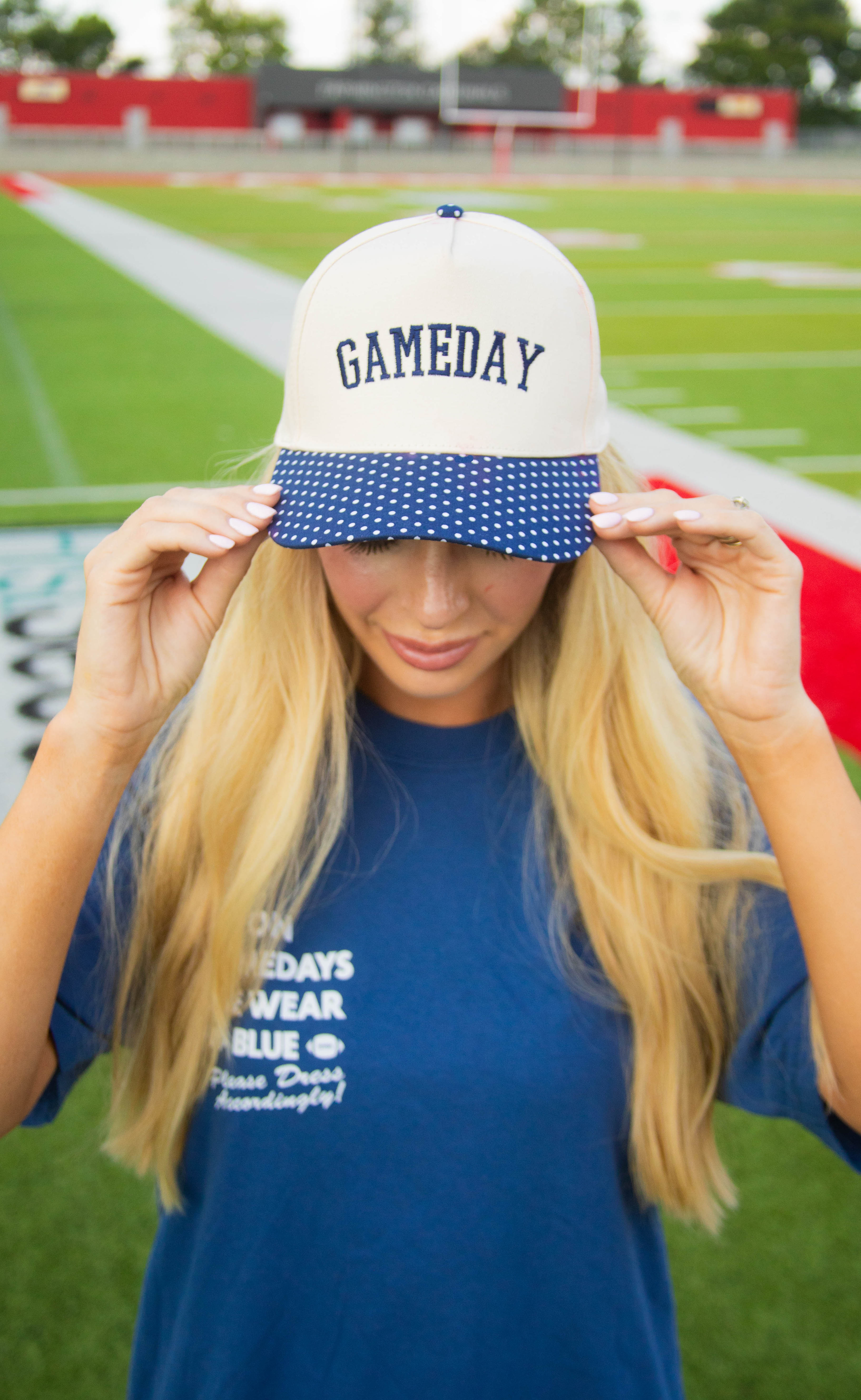 charlie southern: gameday polka dot trucker - blue - Image 2