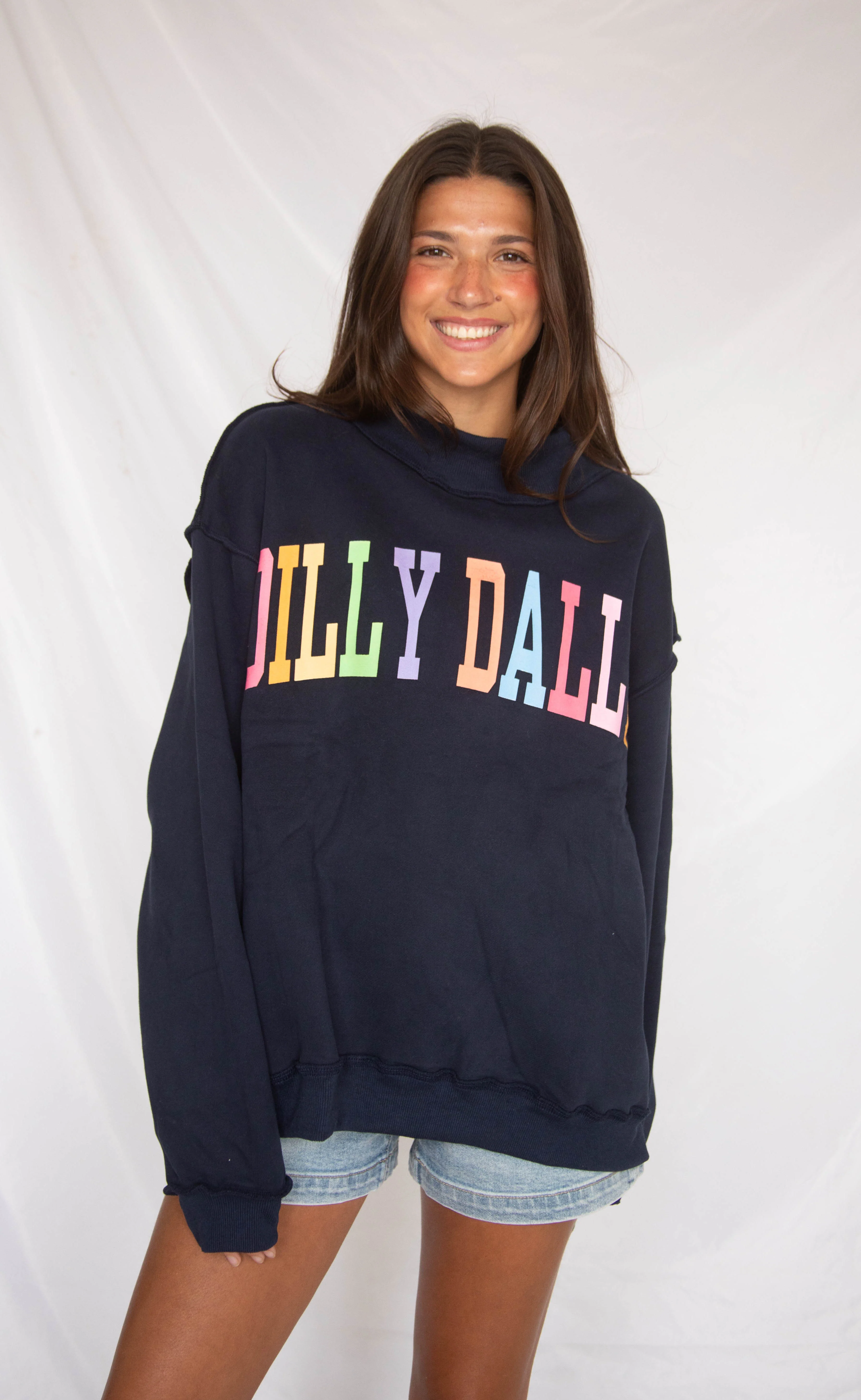 dilly dally mock neck sweatshirt - navy - Image 2