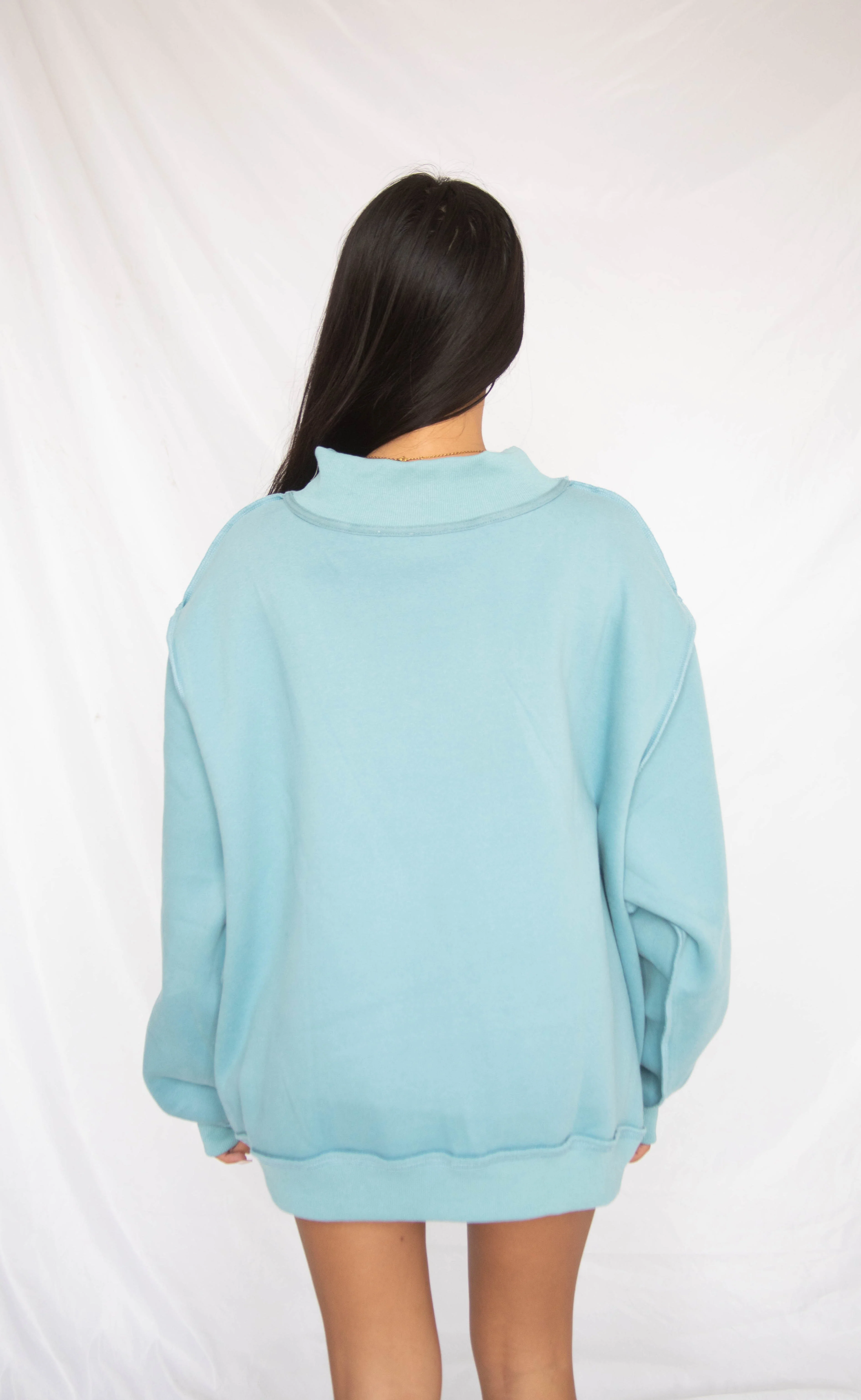 dilly dally mock neck sweatshirt - blue - Image 3
