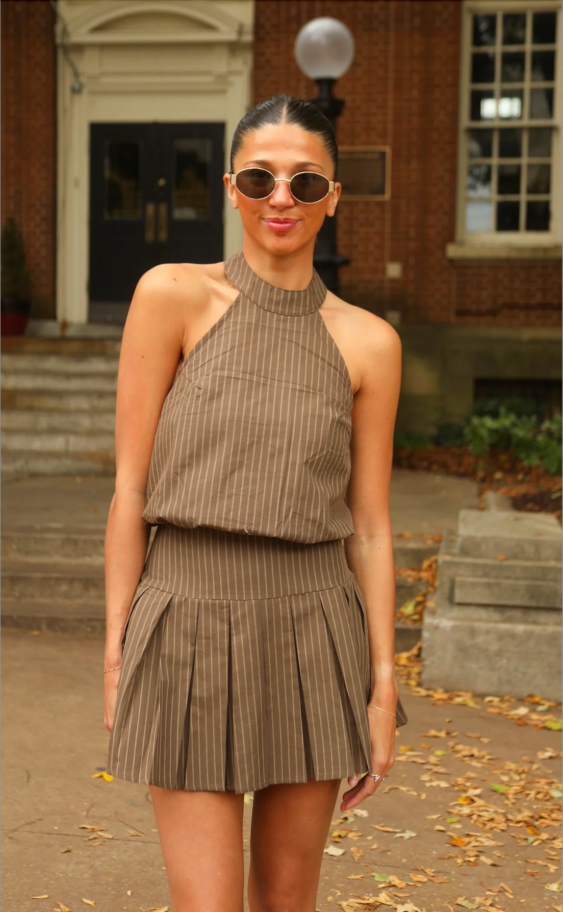 fine line halter mini dress - Image 2