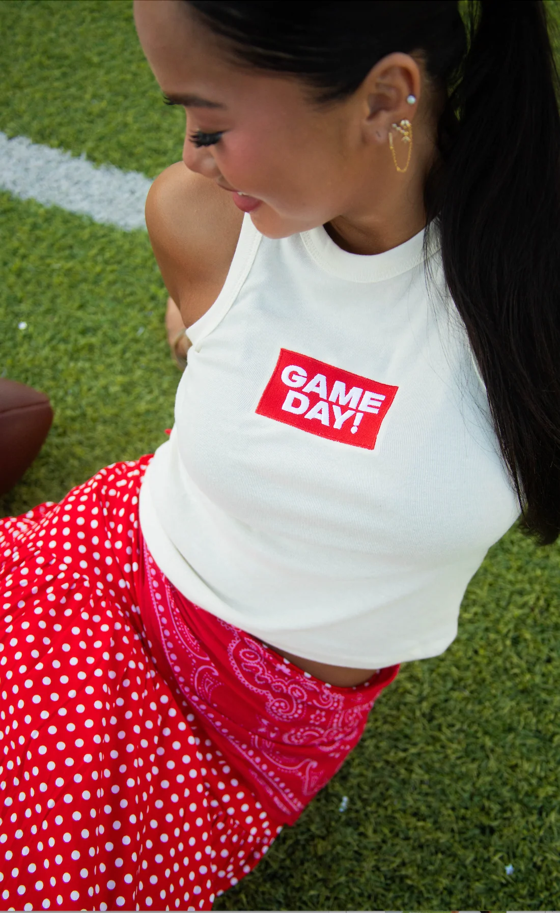 friday + saturday: gameday embroidered tank - red - Image 2