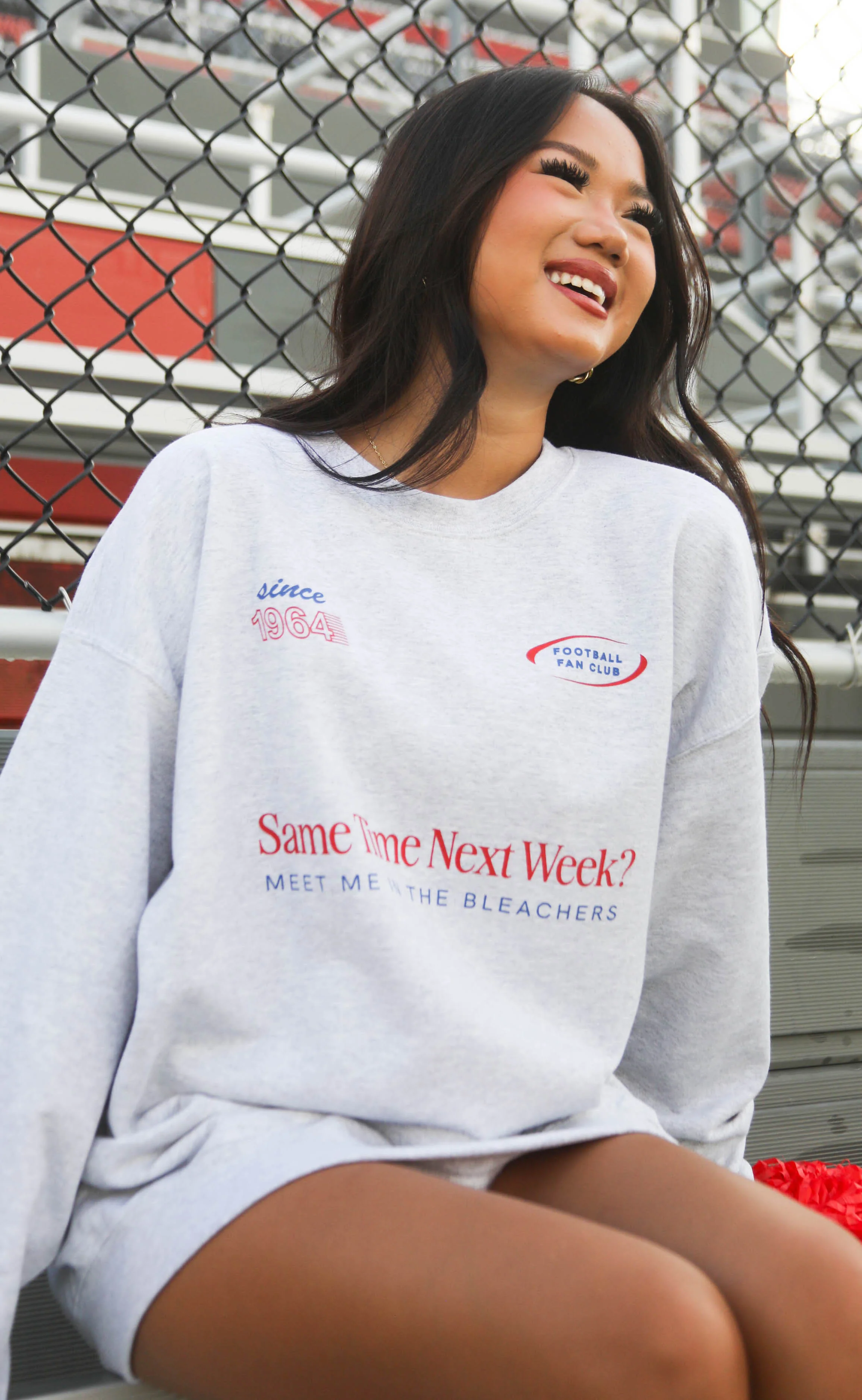 friday + saturday: meet me in the bleachers sweatshirt - grey - Image 3