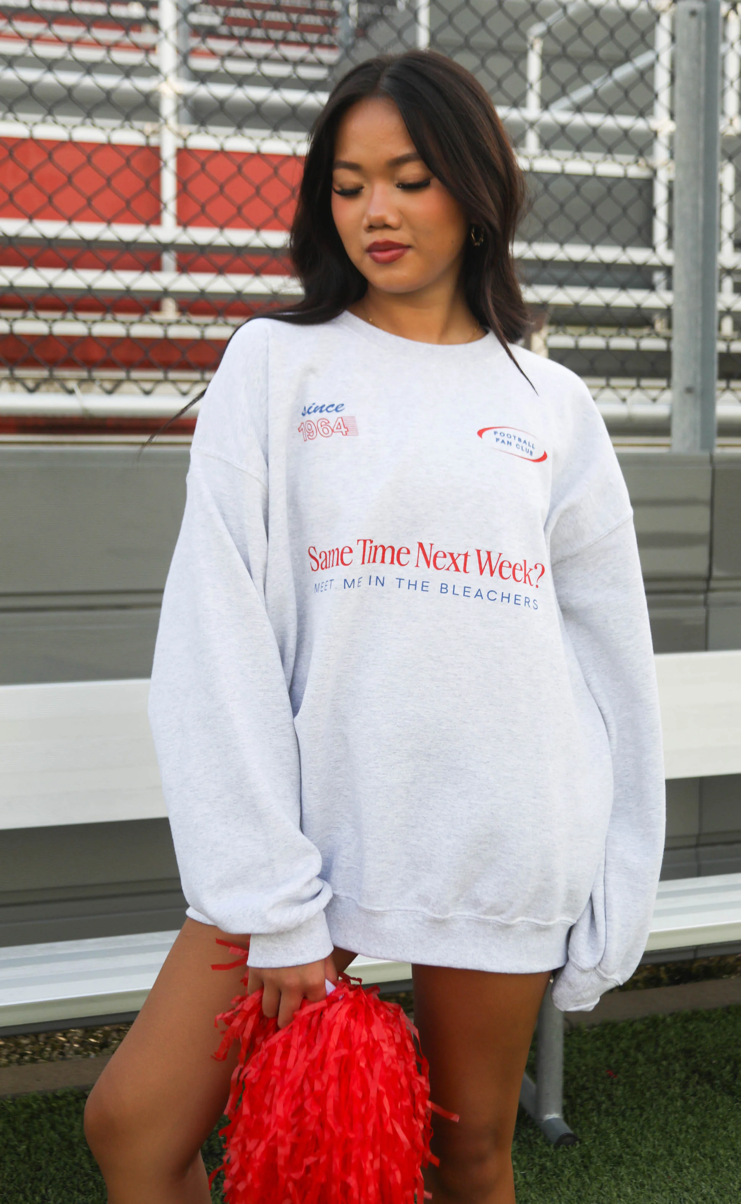 friday + saturday: meet me in the bleachers sweatshirt - grey - Image 7