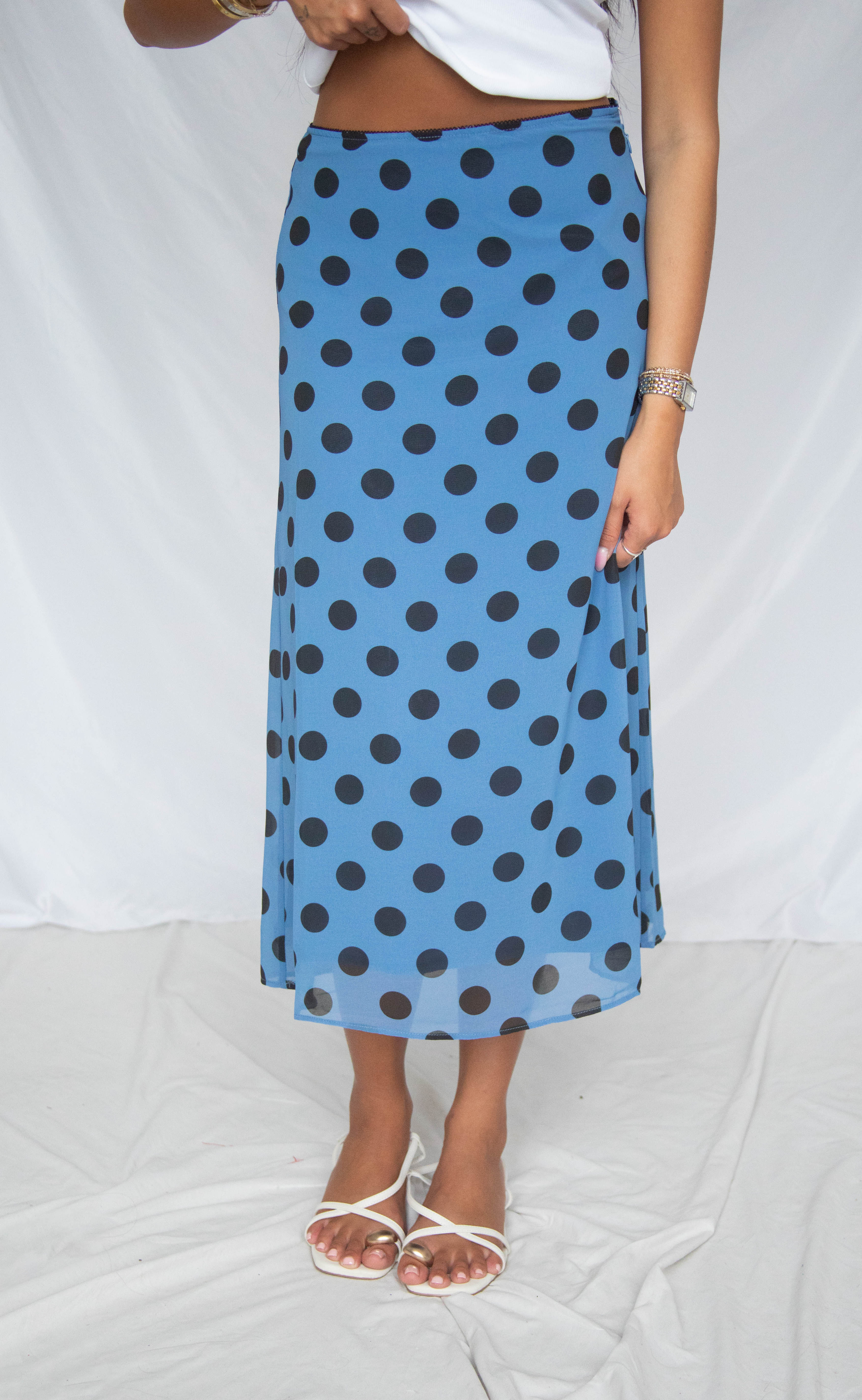 out and about sheer dot midi skirt - Image 2