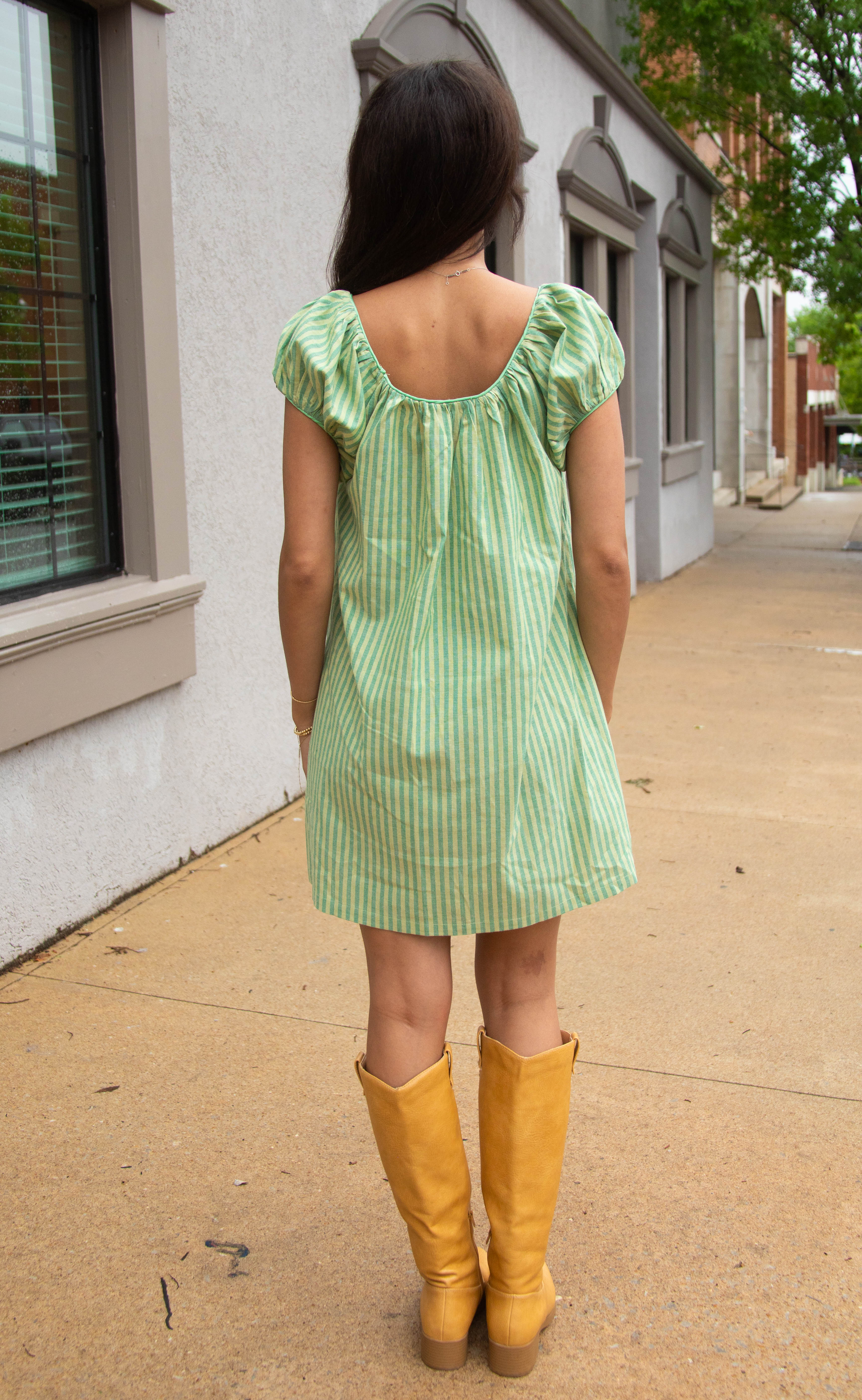 summer candy striped babydoll dress - green - Image 4