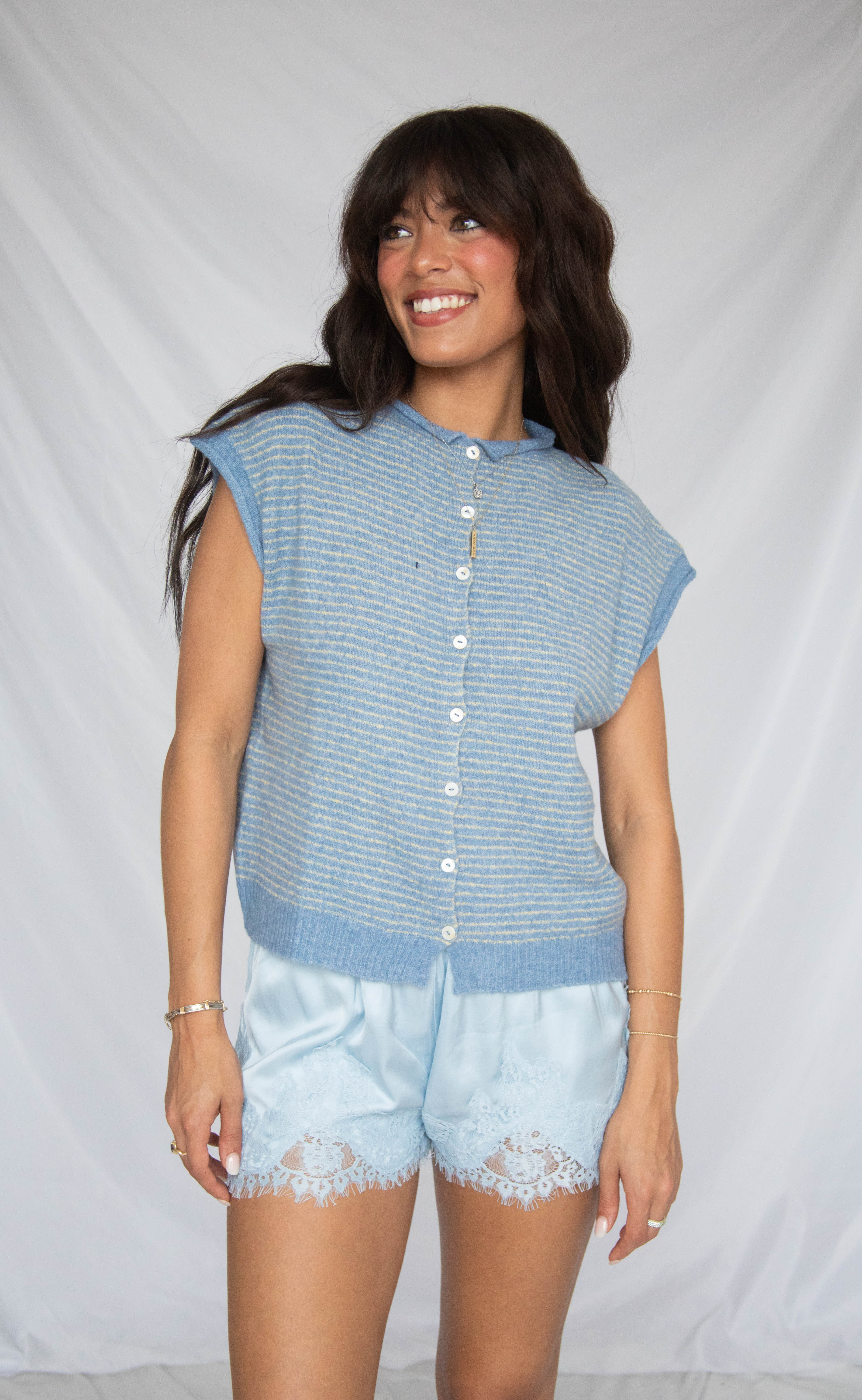 sweet dreams satin shorts - blue - Image 3