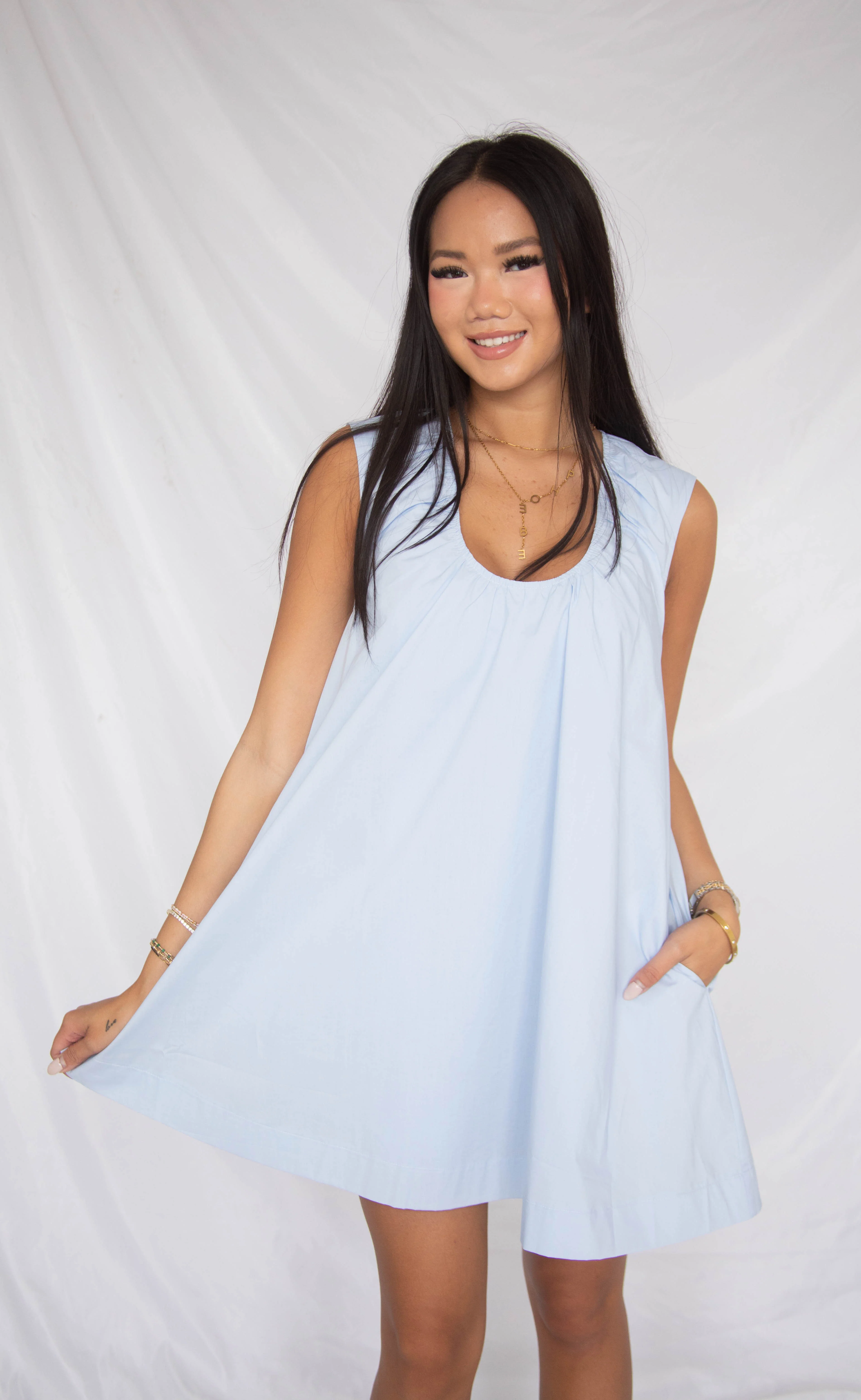 sweet memory mini dress - light blue
