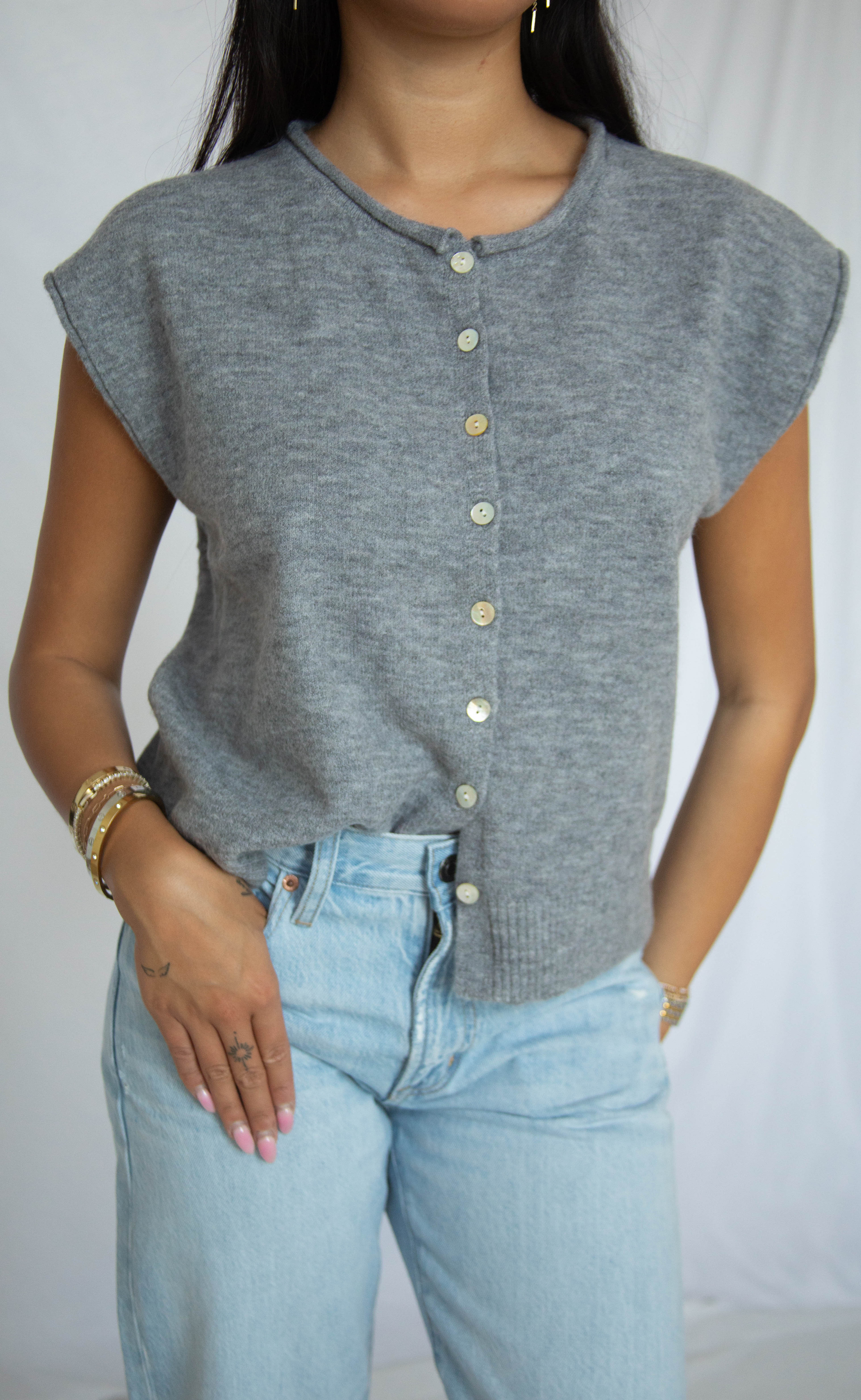 tell me more knit sweater - gray - Image 2