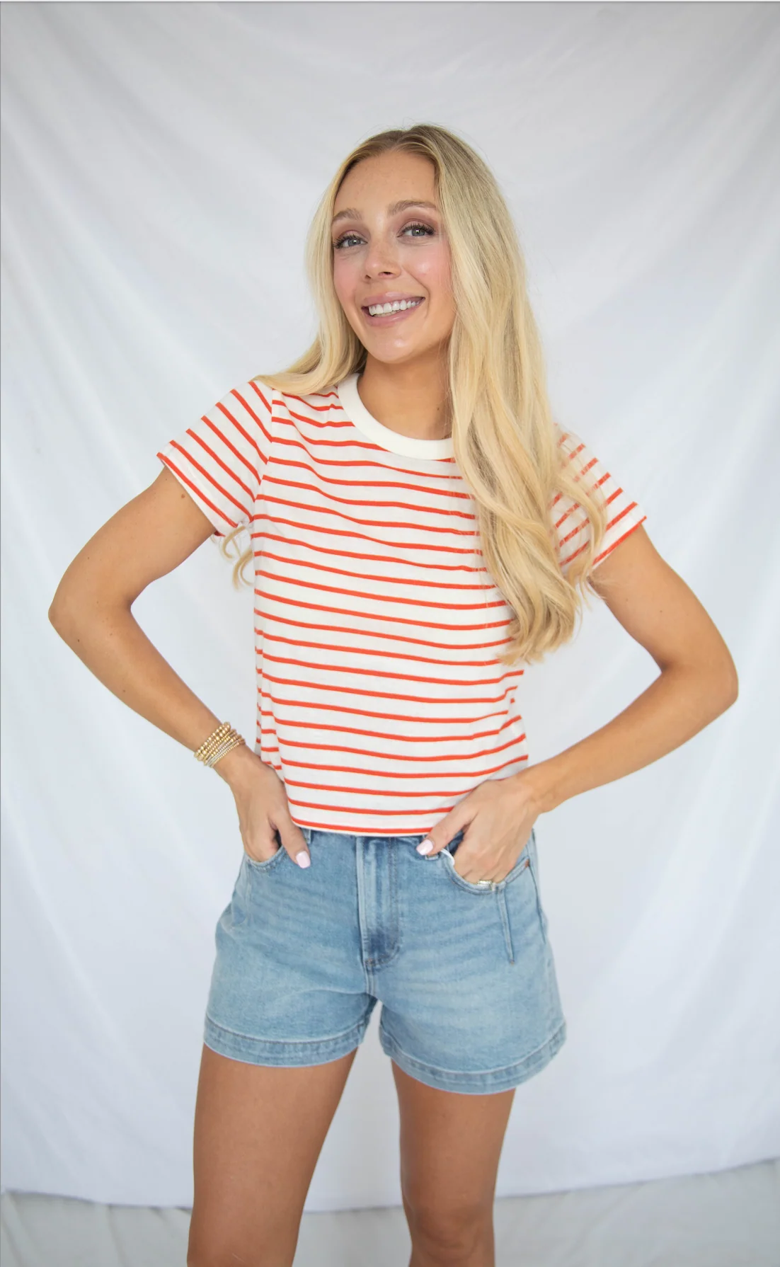 z supply: junie striped tee - lychee - Image 2