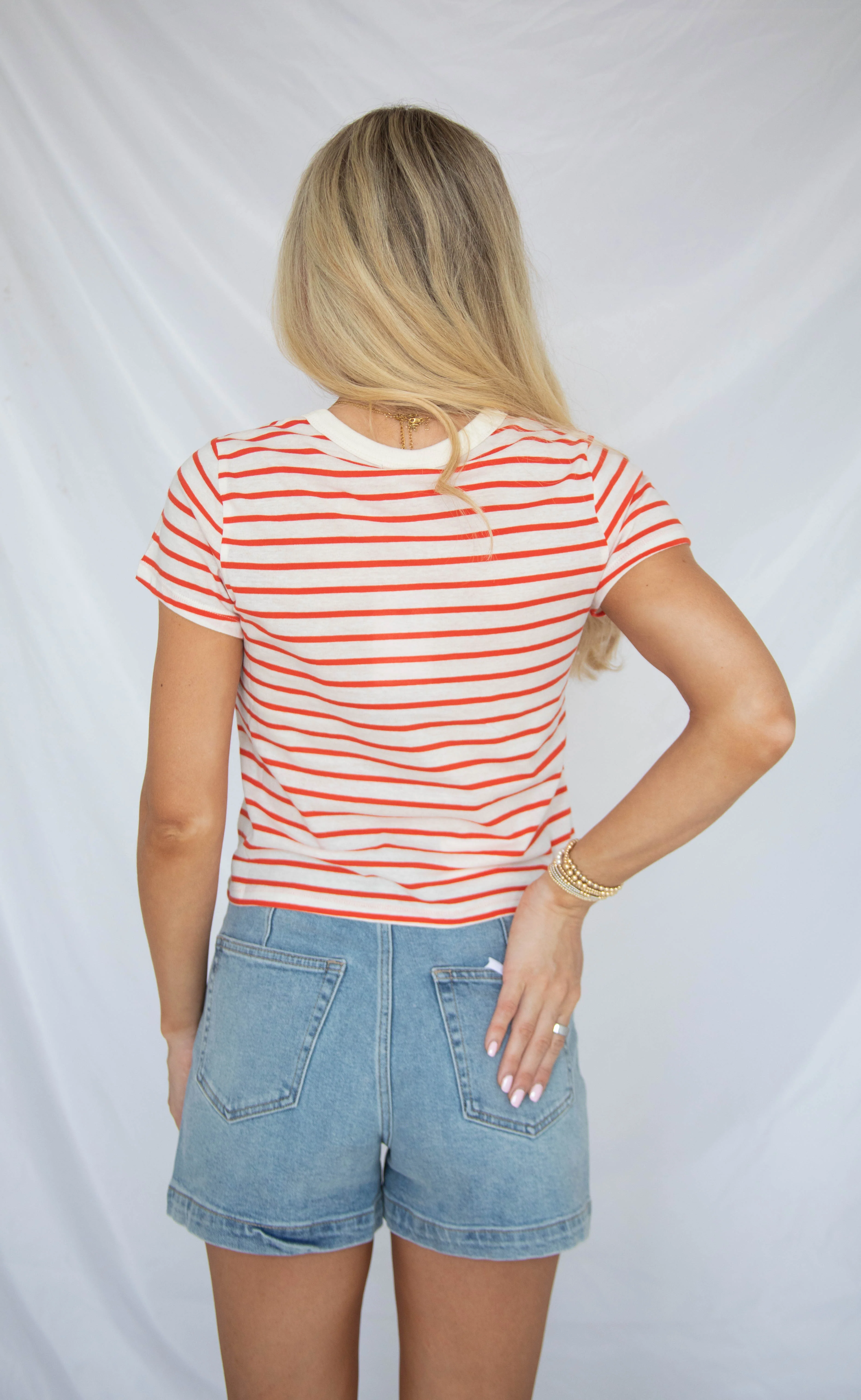 z supply: junie striped tee - lychee - Image 3