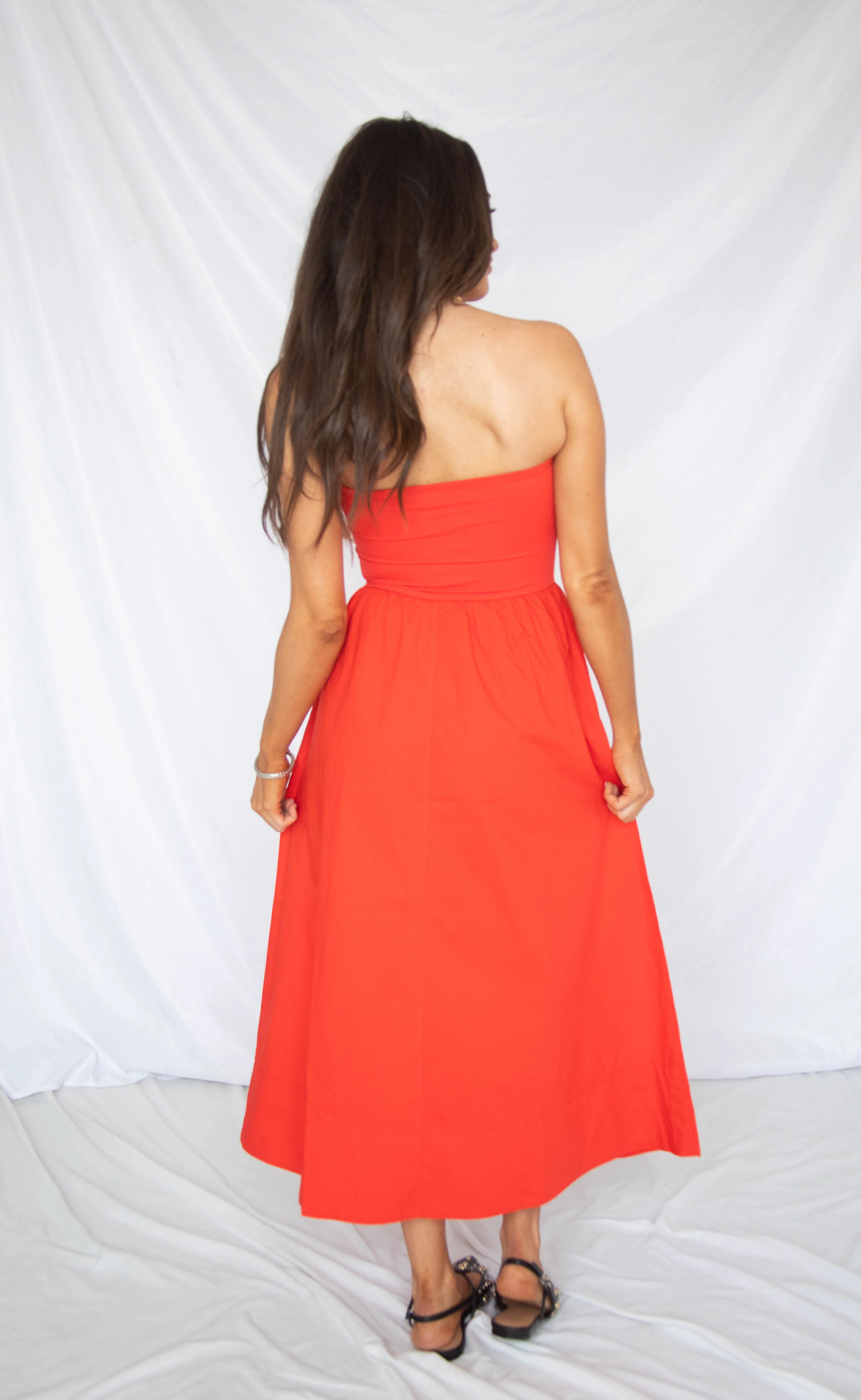 z supply: sunsought strapless midi dress - lychee - Image 3